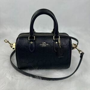 Coach Mini Rowan Crossbody Bag Signature Leather CCF28 Pebbled Leather/Black NWT